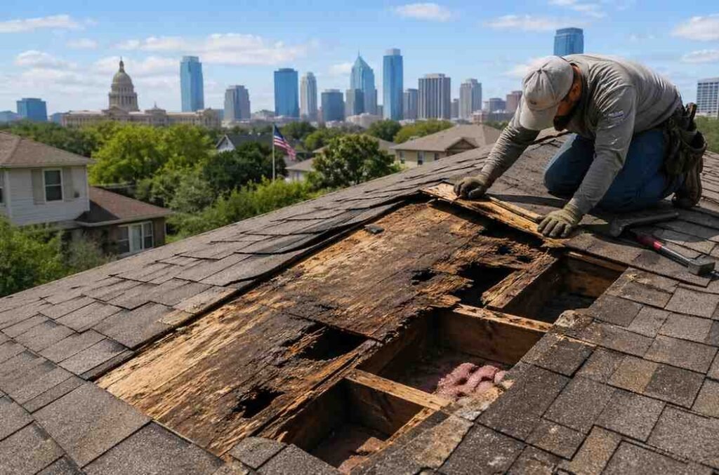 Structural Decking Damage Beneath Roof Materials